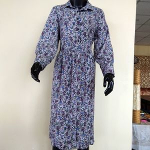Vintage style full sleeve pleated dress